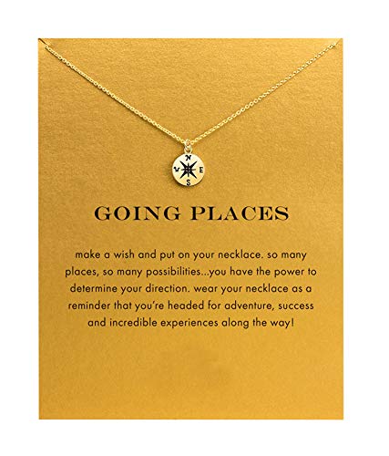 Baydurcan Friendship Anchor Compass Necklace Good Luck Elephant Pendant Chain Necklace with Message Card Gift Card - style: Compass style3