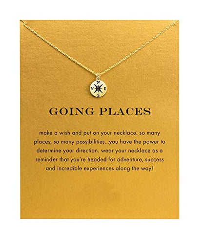 Baydurcan Friendship Anchor Compass Necklace Good Luck Elephant Pendant Chain Necklace with Message Card Gift Card - style: Compass style3