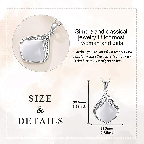 YAFEINI Teardrop Necklace Sterling Silver Filigree Irish Pendant Necklace Natural Stone Moonstone/Lapis Lazuli/Larimar/Moss Agate Necklace Jewelry - color: Clear Teardrop necklace-April birthstone