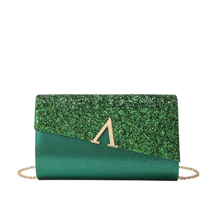 YYW 4 Pieces Women Evening Handbags Clutch Purse Bag with Rhinestone Crystal Jewelry Set for Wedding Party - color: green 1