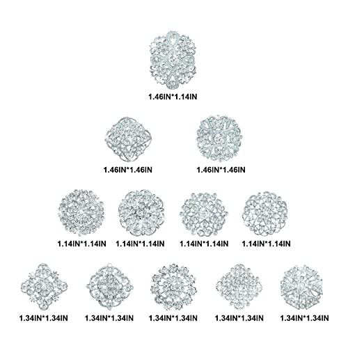 Yhsheen Rhinestone Brooches Crystal Brooch Pins, Pearl Crystal Wedding Bouquet kit Set (Silver-14pcs)… - color: Silver-14pcs