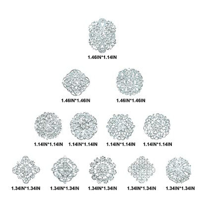 Yhsheen Rhinestone Brooches Crystal Brooch Pins, Pearl Crystal Wedding Bouquet kit Set (Silver-14pcs)… - color: Silver-14pcs