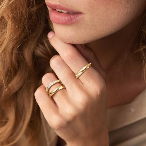 KSF 2Pcs / 3Pcs / 4Pcs Stackable Rings for Women, Gold and Silver Plated Stack Ring Set for Everyday Wear, Gift for Her - color: Style1
