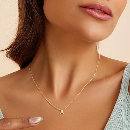 Turandoss Initial Necklaces for Women, Birthday Gifts for Women Teen Girls | 14K Gold Plated Letter A-Z Initial Pendant, Personalized Jewelry Gifts - color: A.