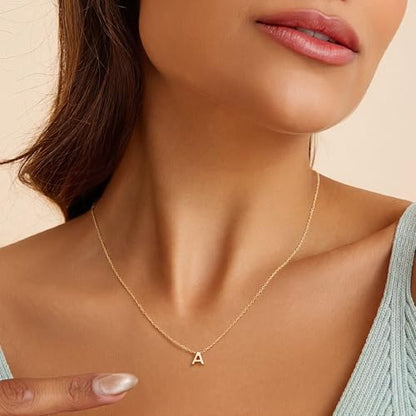 Turandoss Initial Necklaces for Women, Birthday Gifts for Women Teen Girls | 14K Gold Plated Letter A-Z Initial Pendant, Personalized Jewelry Gifts - color: D