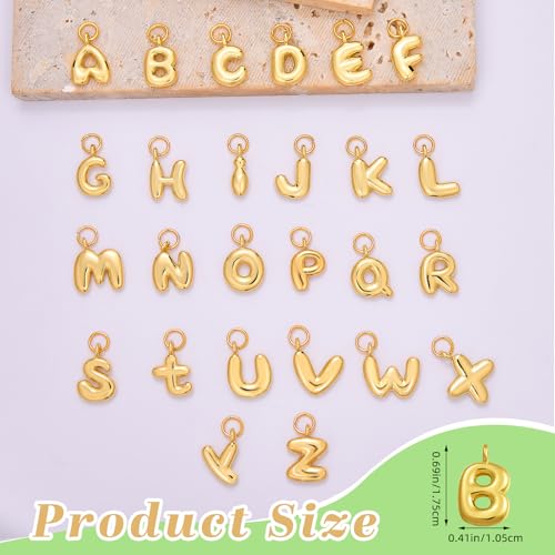 A-Z Bubble Letter Charms 18K Gold Filled Charms for Jewelry Making Gold Initial Alphabet Charms Pendants for Women Men Necklace Choker Bracelet Making - color: Letter B
