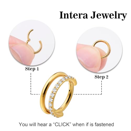 intera 16G Surgical Steel Septum Rings Lip Rings Horseshoe Hoop - Nose, Eyebrow Tragus Daith Helix Piercing Jewelry for Women Men, 6-12mm - size: 16G Cartilage Earring
