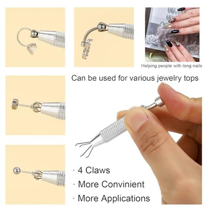 16PCS Eyebrow Piercing Jewelry, 16PCS Replacement Balls and Spike, Curved Barbell Piercing Jewelry, Vertical Labret Lip Jewelry, Rook Piercing for Women Men