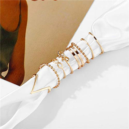 CSIYAN 6-16 PCS Knuckle Stacking Rings for Women,Boho Vintage Stackable Midi Finger Rings Set (N)