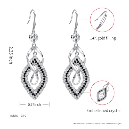 Bohemian Long Drop Dangle Earrings for Women, Chic Boho CZ Wedding Jewelry | Hypoallergenic 14K Gold 925 Sterling Silver Handmade Linear SwirlWire Diamond Earrings,Christmas&Mother's Day,Gifts for Women - color: Silver