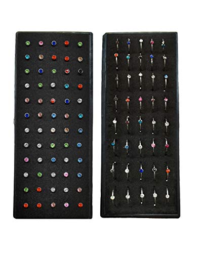 Tornito 100Pcs Bone Nose Studs Stainless Steel Multicolor Cubic Zirconia Nose Rings Stud Hoop Tragus Cartilage Nose Ring Labret Nose Piercing Pin Jewelry for Women Men 1.5mm 2mm 2.5mm 20G 22G - style: I:60Pcs 2.5mm CZ+40Pcs 8mm Nose hoop