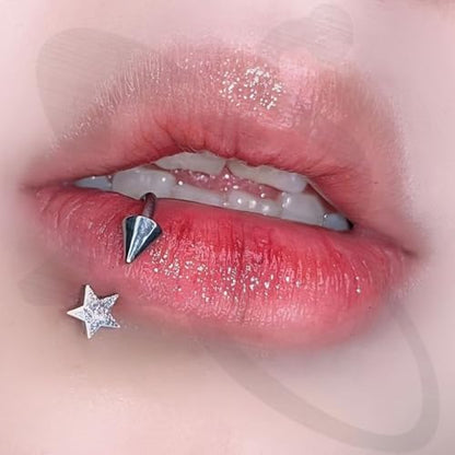 ZS 7Pcs Stainless Steel Star Opal CZ Lip Rings Hoops Piercing, 16G C-shape U-shape Lip Rings, Internally Threaded Cartilage Helix Daith Earrings Jewelry for Women Men - color: U-shape Lip Rings, size: diameter:10mm