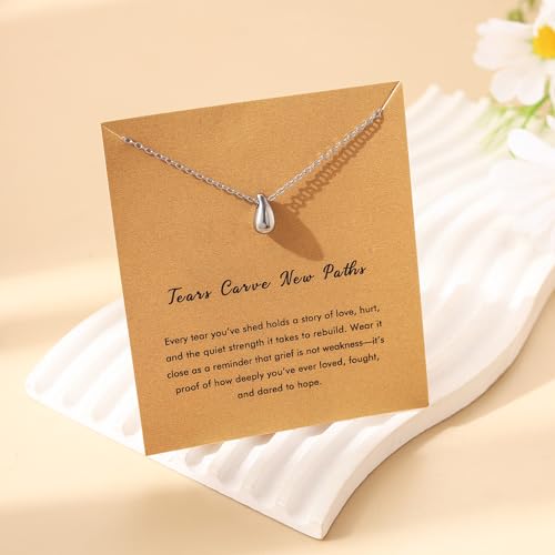 RZKING Silvery Necklace for Women, Gifts for Friend Mom Daughter Teacher - style: Teardrop
