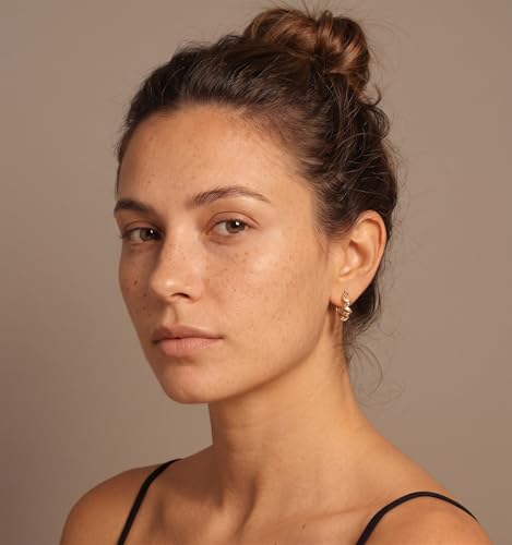 Huggie Hoop Earrings for Women - 14K Gold Plated Spiral Twister Hoop Earring | Zig-Zagging Ripple Pattern Hoop Earring | Wavy Huggie Hoops | Waterproof Twisted Wave Hoop Earrings 15MM