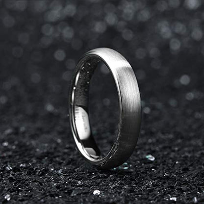 King Will Wedding Band for Men Women, 2/4/6/7/8mm Domed Matte Brushed Tungsten Carbide Rings, Solid/Dual Color Engagement Rings, Comfort Fit - color: Silver-4mm