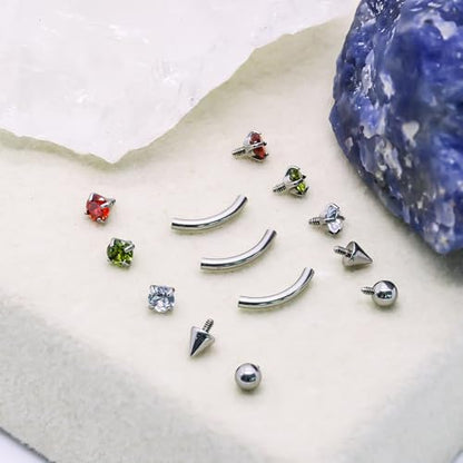 16G Eyebrow Piercing Jewelry Surgical Steel Internal Thread Curved Barbell Tiny Eyebrow Ring Vertical Labret Lip Jewelry Ear Rook Small Christmas Belly Button Ring for Women Men - color: mix