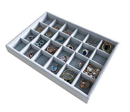 Multi Function Practical Drawer Organizer Jewelry Show Tray Home Store Premium Grade Gray Velvet Stackable Organizer Closet Storage Removable 24-Grid Jewelery Collection Drawer Divider Inserts - size: 24-Grid