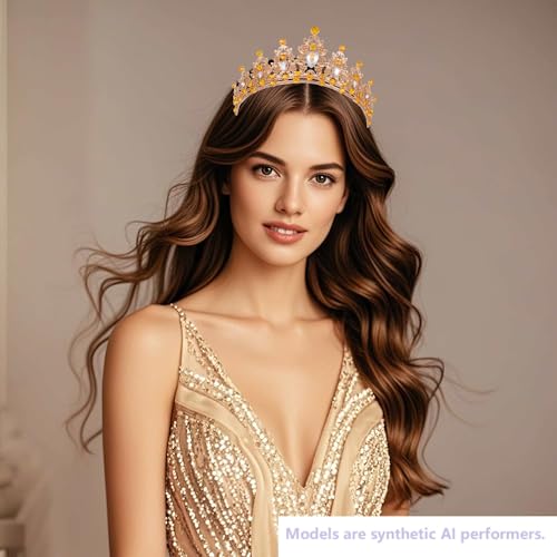 Kamirola - Queen Crown and Tiaras Princess Crown for Women Crystal Headbands for Bridal, Princess for Wedding and Party - color: KC gold