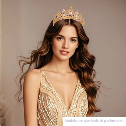Kamirola - Queen Crown and Tiaras Princess Crown for Women Crystal Headbands for Bridal, Princess for Wedding and Party - color: KC gold