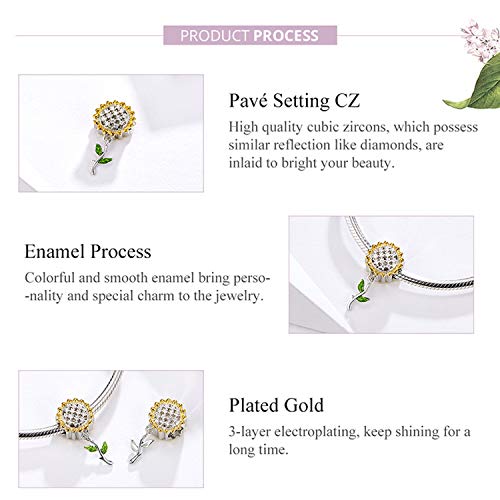 Sunflower Charm Fit for Pandora Charms Bracelet and Necklace You Are My Sunshine Charm Gifts for Women - style: Sunflower dangle charms