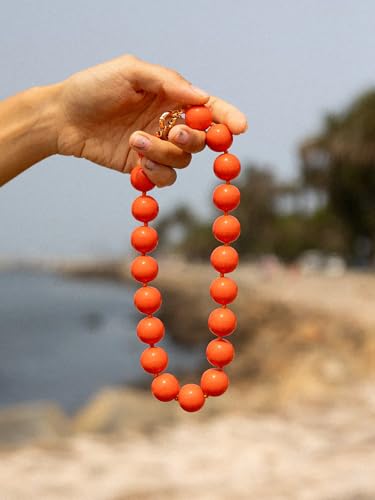 JNF Chunky Beaded Necklaces Women Large Big Ball Bead Choker Necklace Bold Statement Beads jewelry Gift - color: orange beaded