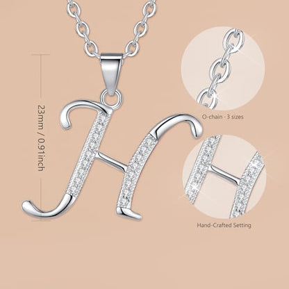 VIKI LYNN Dainty Initial Letter Pendant Necklace for Women | Cubic Zirconia Initial Jewelry, Personalized Letter Necklace, Dainty Women Jewelry, Birthday Gift Idea for Her, Mom and Wife - color: Silver, style: Silver-H