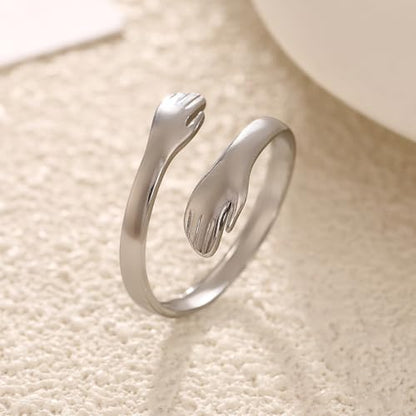 To My Daughter Hug Ring For Hope Rings, Inspirational Stainless Steel Engarved With Always With You Message Adjustable Ring for Women Non Tarnish Jewelry Gift for Her Birthday Christmas - color: alway with you