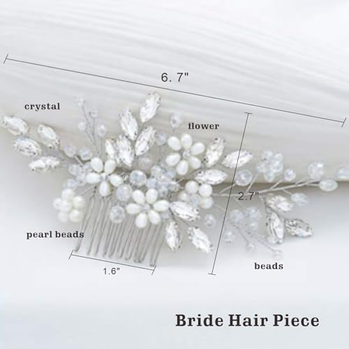 Bride Wedding Hair Comb, Pearl Flower Hair Piece Accessories | Wedding Party Decorative, Hair Ornament for Women, Valentine's Day gift, birthday gift, will not fade, daily matching