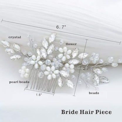 Bride Wedding Hair Comb, Pearl Flower Hair Piece Accessories | Wedding Party Decorative, Hair Ornament for Women, Valentine's Day gift, birthday gift, will not fade, daily matching