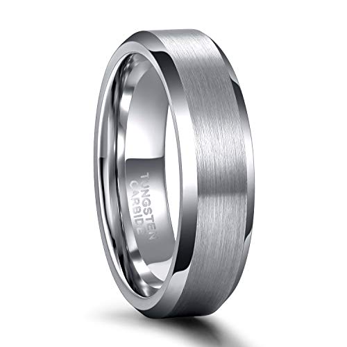 Greenpod 4MM 6MM 8MM Tungsten Carbide Engagement Ring Brushed Beveled Edge Polished Silver Wedding Band for Men Women Engraved I Love You Always & Forever Size 4-15 - color: 6mm