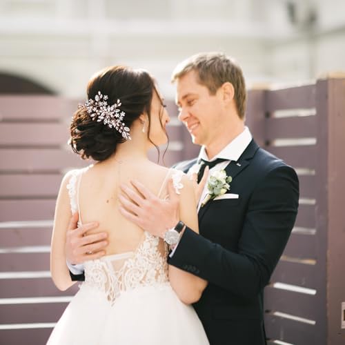 Bridal Hair Accessories Set: Rose Gold Wedding Headpiece, Hair Piece for Brides - color: Rose Gold