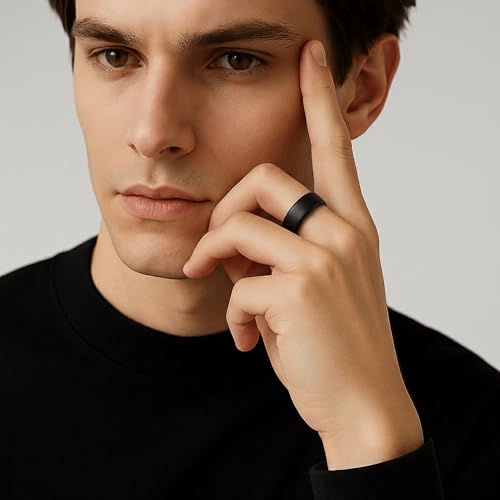 Magnetic Open Ring – Wellness‑Inspired Adjustable Band Ring, Polished Minimalist Jewelry for Men & Women, Everyday Balance, Compact Gift Box - color: Black