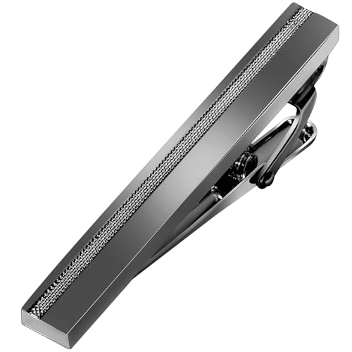 Tie Clip for Men Black, 2 Inch Tie Bar Tie Pins and Clips for Regular Tie, Unique Men Tie Clip Tie Clasp Silver Suitable for Wedding Anniversary, Business Professional, Father's Day Gift - style: Gun Black