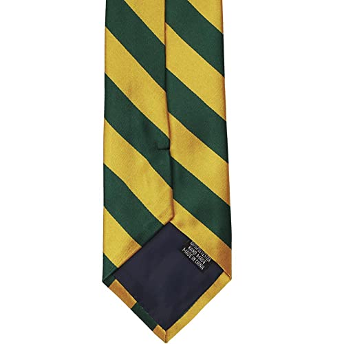 tiemart Men's Striped Tie Standard Length - color: Hunter Green and Gold