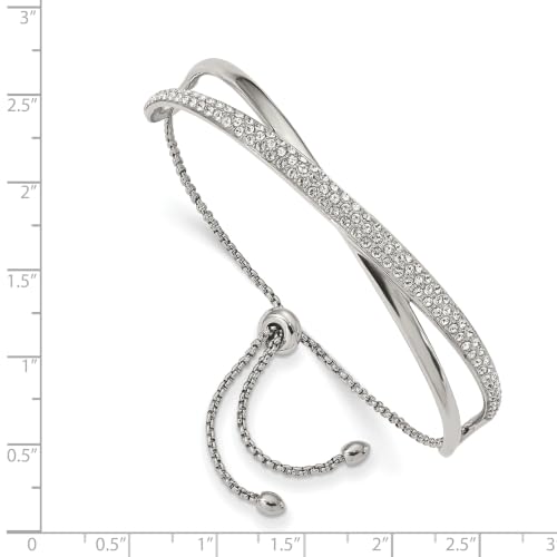 Chisel Crystal Adjustable Bangle Bracelet in Stainless Steel