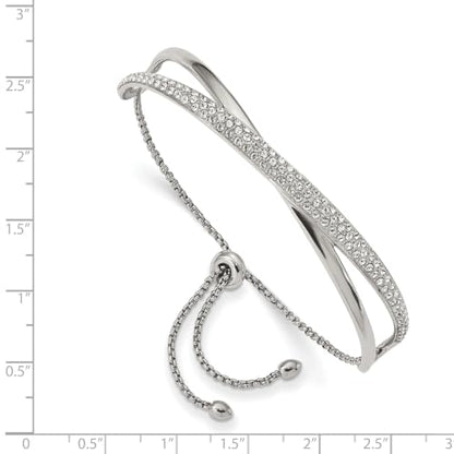 Chisel Crystal Adjustable Bangle Bracelet in Stainless Steel