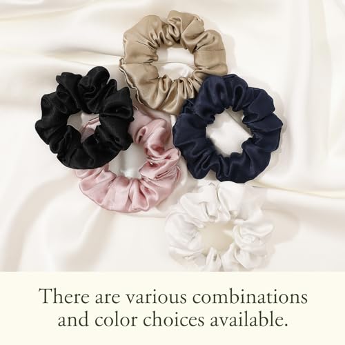 LilySilk Silk Hair Scrunchy, 100% Mulberry Silk Ponytail Holder, Frizz & Breakage Prevention, No Damage, Dark Green, 1 Count - color: Dark Green