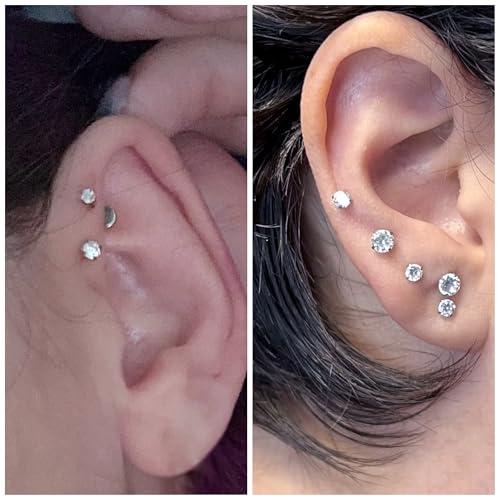 14G Lip Rings Stainless Steel Tragus Helix Conch Piercing Jewelry Snake Bite Piercing Monroe Lip Rings Labret Medusa Cartilage Lobe Earrings Studs Piercing Jewelry 6MM 8MM 10MM Silver 18PCS - color: 6MM 8MM 10MM-Silver,2mm/3mm/4mm CZ