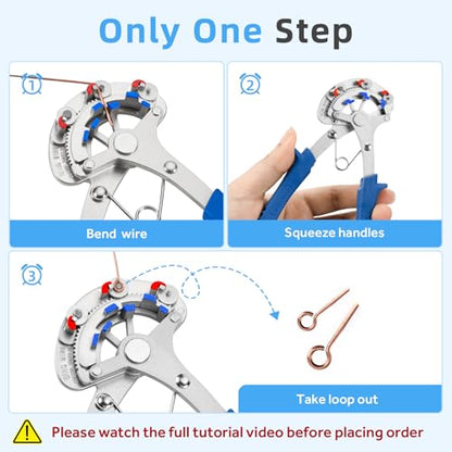 Looper Pliers in One Step for Jewelry Making 1.5mm-2.25mm-3mm Looping Size | Beading Looper Tool, Wire Looping Pliers for 24-18 Gauge Craft Wire, Patented