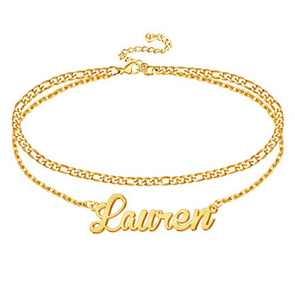 Ankle Bracelet for Women Personalized Name Anklet 18K Gold Plated Custom Dainty Anklet Bracelet Beach Jewelry for Girlfriend - color: Style 08