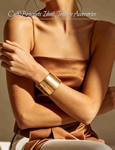 2 Pcs Gold Cuff Bangle Bracelet Set for Women Irregular Minimalist Statement Bangle Bracelets Wide Open Chunky Wire Bracelets Wrist Cuff Adjustable Hammered Bracelet - color: Gold A