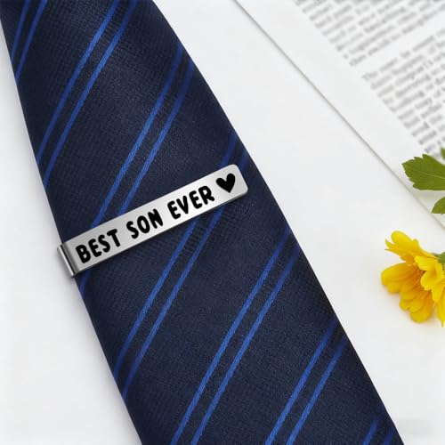 Bicfuiot Father's Day Christmas Birthday Valentines Graduation Gifts for Boyfriend Dad Uncle Grandpa Husband Son,Tie Clips - style: Son