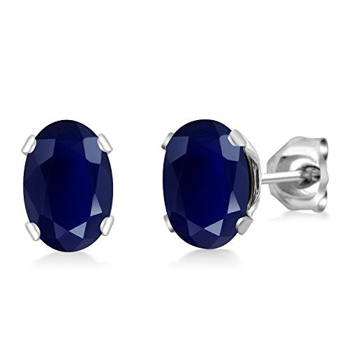 Gem Stone King Oval Gemstone Birthstone Stud Earrings for Women Men | Oval Cut 7X5MM | Fine Jewelry Gifts for Mom Dad Wife Him Her - style: Blue Sapphire, September