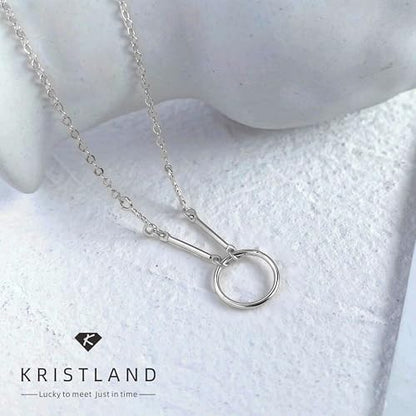 S925 Silver Women's Bar Necklace/Double Circle Layered Y Necklace Chain Adjustable Long/Tiny Pendant Chain Choker for Lady Gift - style: Circle A