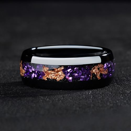 4mm 6mm 8mm Tungsten Rings With Various Inlay Materials Couples Matching Engagement Wedding Promise Matching Ring Set for Women Men - color: Rose Foil 4mm