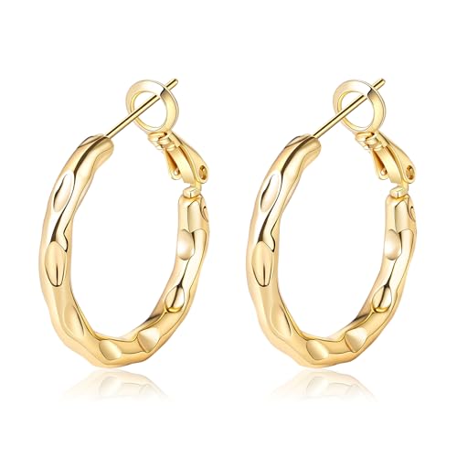 Women Hoop Earrings Lightweight 18K Gold Plated Chunky Hoops Earring Daily Jewelry - style: Hoops 6