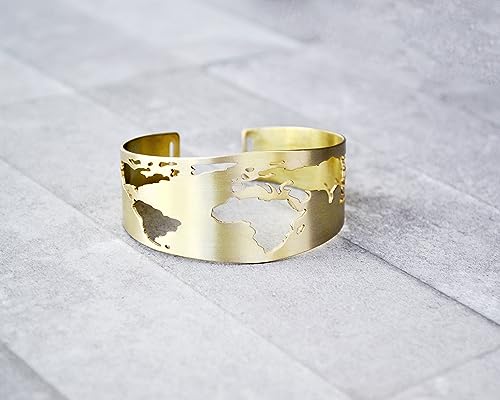 World Map Bracelet, Travel Bracelet, Cuff Bracelet, Globe Bracelet, Traveler Gift