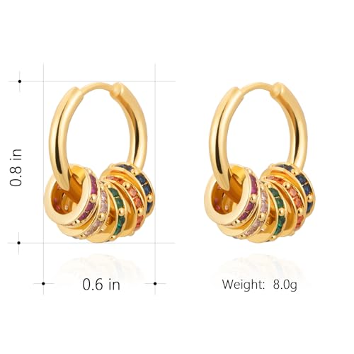 Milan Chiva 14K Gold Plated Small Huggie Dangle Earrings | Lightweight Trendy Heart Dainty Jewelry Hypoallergenic Chunky Gold Hoops Earrings Jewelry Mothers Day Gift for Women - color: A-Gold