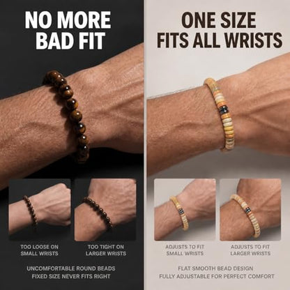 Natural Stone Beaded Bracelet for Men Women Boho Adjustable - color: Yellow Aventurine
