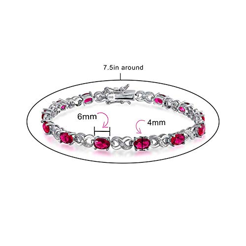 Bling Jewelry Birthstone Colors CZ Oval Infinity Tennis Bracelet Rose Gold Silver Plated - color: Pink